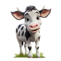 3D Cute Cow Character, ai generative png