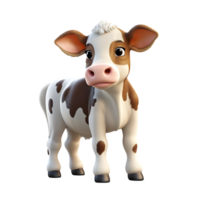 3d carino mucca carattere, ai generativo png