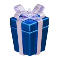blå gåva låda med lila band på transparent bakgrund png
