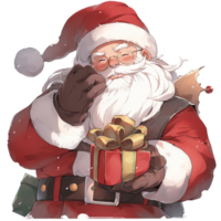 santa claus sorrisos com presentes dentro dele mãos. ai gerado ilustração. png