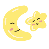 Luna e stella contento Sorridi png