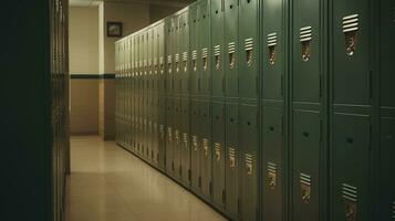 Generative AI, Row of high school lockers in the hallway, locker room photo