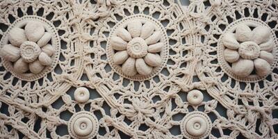 Generative AI, Close-up of hand made macrame texture photo