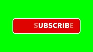 Text animation subscribe button video channel isolated on green background for social media