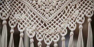 Generative AI, Close-up of hand made macrame texture photo