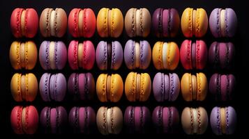 Generative AI, Assortment of macaroons, different french sweet cookies photo