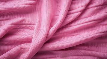 Generative AI, knitted pink sweater texture closeup, magenta or light pink abstract background photo