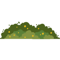 Grass Bushes and Hollow Trunk Rocks Illustration Free png