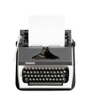 Retro typewriter with empty page. Isolated on white photo