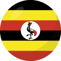 Ouganda drapeau cercle 3d dessin animé style. png