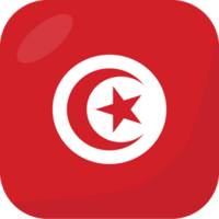 Tunisie drapeau carré 3d dessin animé style. png