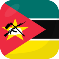 Mozambique Flagge Platz 3d Karikatur Stil. png