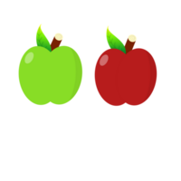 rojo manzana y verde manzana plano diseño png