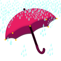 rosa ombrello con gocce di pioggia png