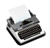 Retro typewriter with empty page. Isolated on white photo