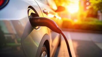 generativo ai, ev poder suministro para eléctrico coche cargando estación foto