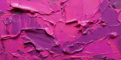 Generative AI, Closeup of impasto abstract rough viva magenta color art painting texture photo