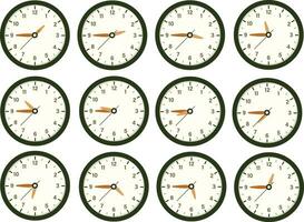 Clock Icon Set Flat Vector Design, Wall Clock Illustration