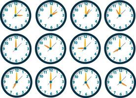 Analog Clock Icon Set, Wall Clock Illustration vector