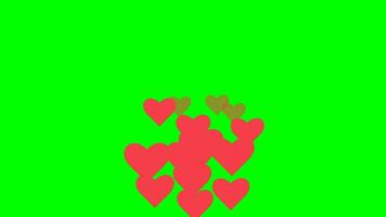 4K Social media Live style animated heart on green screen, red heart rotation animation on green screen background. video