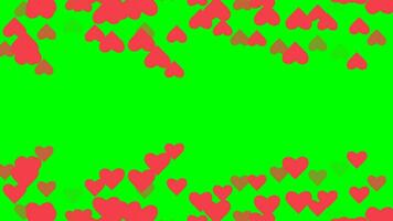 4K Social media Live style animated heart on green screen, red heart rotation animation on green screen background. video
