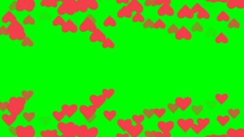 4K Social media Live style animated heart on green screen, red heart rotation animation on green screen background. video