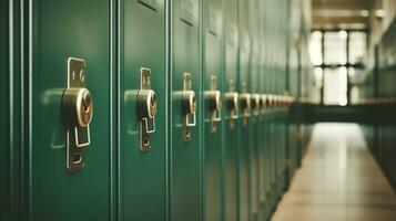 Generative AI, Row of high school lockers in the hallway, locker room photo