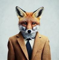 Fox in business suit portrait. Generative AI photo