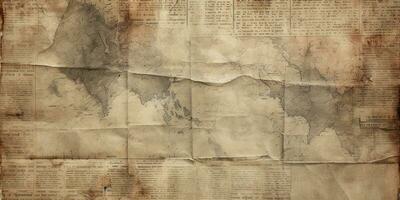 Generative AI, Newspaper or paper grunge vintage old aged texture background photo