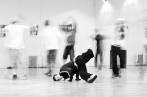 Teen group of break dancers photo