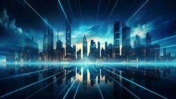 modern futuristic night city ai generated photo