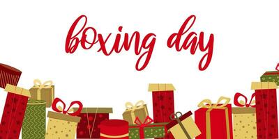 Boxing Day. Horizontal banner. Color Holiday Boxes vector