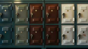 Generative AI, Row of high school lockers in the hallway, locker room photo