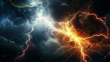 explosion lightning collision powerful ai generated photo