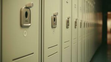 Generative AI, Row of high school lockers in the hallway, locker room photo