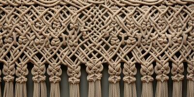 Generative AI, Close-up of hand made macrame texture photo