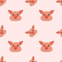 a pattern with pigs on a pink background vector