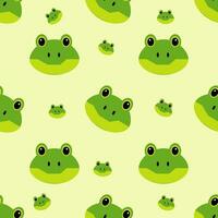 a pattern with green frogs on a yellow background vector