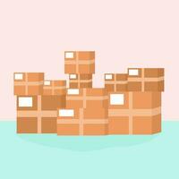 a pile of boxes on a table vector