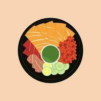 an illustration of sushi on a plate vector