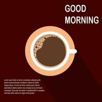 coffee cup with coffee and text good morning vector illustration