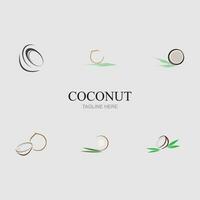 Creative modern coconut with leaves sign logo design template vector