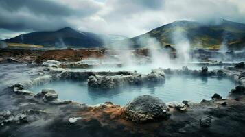 natural volcanic hot springs ai generated photo