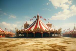 Circus tent at summer day. Generative AI photo