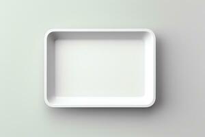 Blank empty plastic or paper tray mockup on grey background, AI Generative photo