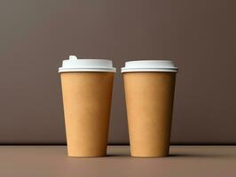 Blank empty paper coffee cup mockup for take away, branding identity, AI Generated photo
