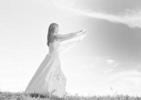 Beautiful bride black and white photo