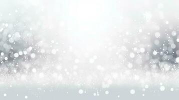 Abstract snow falling on blurred winter landscape background, for design and template, AI Generated photo