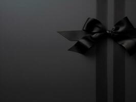 negro cinta para regalo caja presente en negro fondo, negro viernes concepto, ai generado foto