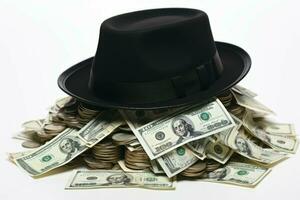 Musician hat with money isolated on white need. Generate Ai photo